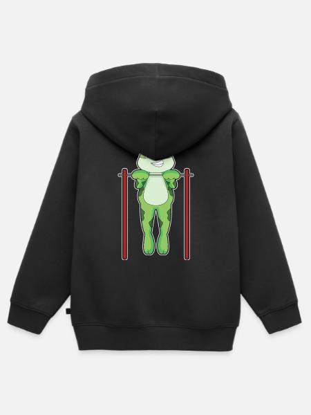 Frosch Bodybuilder Klimmzüge Bodybuilding - Kinder Premium Organic Zip Hoodie - Schwarz
