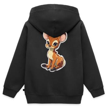chevreuil - Sweat Premium à capuche zippé enfant bio - noir - Dos - AI Model Kid Male (0cm)