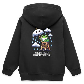 Capacité passive : Oracle météorologique | Météorologue - Sweat Premium à capuche zippé enfant bio - noir - Dos - AI Model Kid Male (0cm)