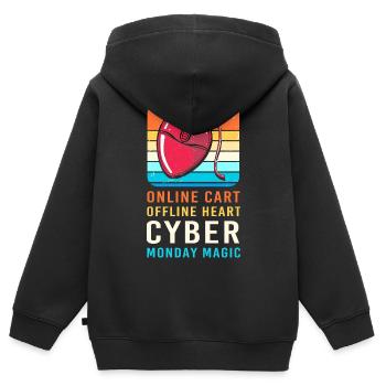 Cyber Monday Kaufrausch - Kinder Premium Organic Zip Hoodie - Schwarz - Hinten - AI Model Kid Male (0cm)
