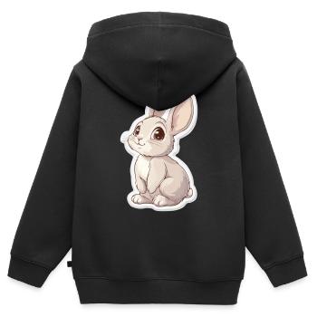 Hase - Kinder Premium Organic Zip Hoodie - Schwarz - Hinten - AI Model Kid Male (0cm)