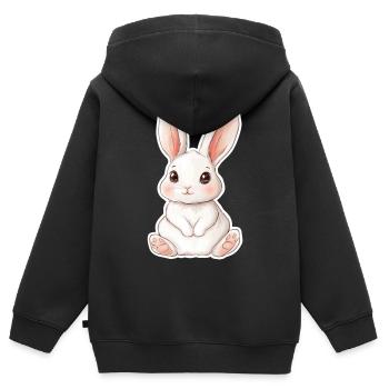 Hase - Kinder Premium Organic Zip Hoodie - Schwarz - Hinten - AI Model Kid Male (0cm)