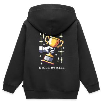 Souris quand tu me voles ma mise à mort | Pvp - Sweat Premium à capuche zippé enfant bio - noir - Dos - AI Model Kid Male (0cm)