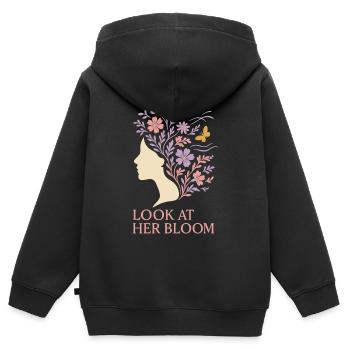 Achtsames Wachstum, Frühlingserneuerung, - Kinder Premium Organic Zip Hoodie - Schwarz - Hinten - AI Model Kid Male (0cm)