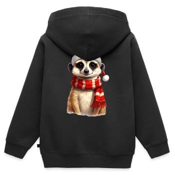 Erdmännchen zu Weihnachten - Kinder Premium Organic Zip Hoodie - Schwarz - Hinten - AI Model Kid Male (0cm)