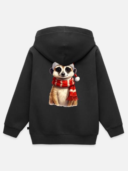 Erdmännchen zu Weihnachten - Kinder Premium Organic Zip Hoodie - Schwarz