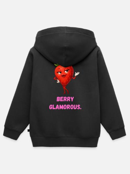 Berry Glamorous Erdbeere Dame Karikatur - Kinder Premium Organic Zip Hoodie - Schwarz