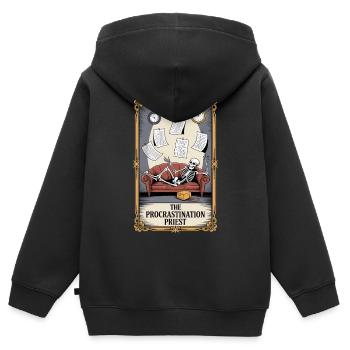 The Procrastination Priest Skelett Aufschieberitis - Kinder Premium Organic Zip Hoodie - Schwarz - Hinten - AI Model Kid Male (0cm)