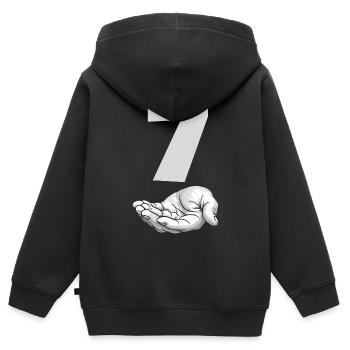 Lustiges Seven Meme Hand Gen Alpha Trend Witz - Kinder Premium Organic Zip Hoodie - Schwarz - Hinten - AI Model Kid Male (0cm)