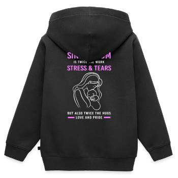 Maman célibataire Maman célibataire Maman célibataire - Sweat Premium à capuche zippé enfant bio - noir - Dos - AI Model Kid Male (0cm)
