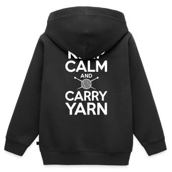 Bleib ruhig und trage Garn mit dir - Kinder Premium Organic Zip Hoodie - Schwarz - Hinten - AI Model Kid Male (0cm)