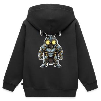 Kakerlaken-Steampunk-Soldaten-Rüstung Stahl-Bläuliches - Kinder Premium Organic Zip Hoodie - Schwarz - Hinten - AI Model Kid Male (0cm)