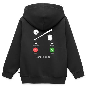 Softball appelle un design d’écran de téléphone drôle - Sweat Premium à capuche zippé enfant bio - noir - Dos - AI Model Kid Male (0cm)