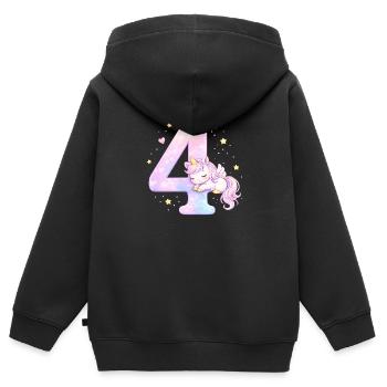 4.Geburtstag Einhorn  4 Jahre alt - Kinder Premium Organic Zip Hoodie - Schwarz - Hinten - AI Model Kid Male (0cm)