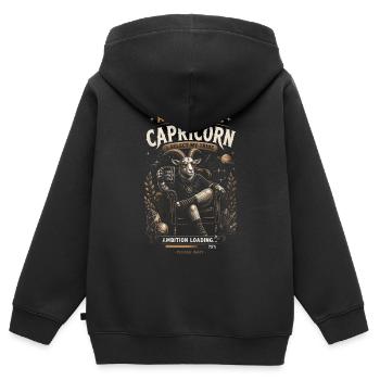 Capricorne Ambition Tribal - Zodiaque Humour - Sweat Premium à capuche zippé enfant bio - noir - Dos - AI Model Kid Male (0cm)