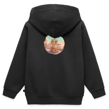 Capybara Skateboard Hawaii - Sweat Premium à capuche zippé enfant bio - noir - Dos - AI Model Kid Male (0cm)