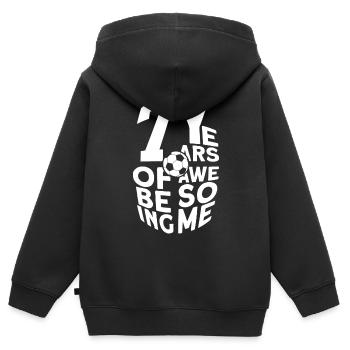 7 YEARS OF BEING AWESOME FUßBALL 7. GEBURTSTAG - Kinder Premium Organic Zip Hoodie - Schwarz - Hinten - AI Model Kid Male (0cm)