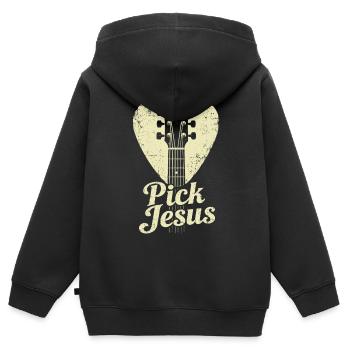 Pick Jesus Christian Faith Prayer - Kinder Premium Organic Zip Hoodie - Schwarz - Hinten - AI Model Kid Male (0cm)