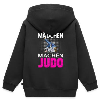 Echte Mädchen Machen Judo - Kinder Premium Organic Zip Hoodie - Schwarz - Hinten - AI Model Kid Male (0cm)