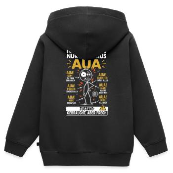 Aua Au Dem Alter entsprechen guter Zustand lustig  - Kinder Premium Organic Zip Hoodie - Schwarz - Hinten - AI Model Kid Male (0cm)