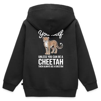 Gepard Sprüche Gepard Lustiges Gepard Geschenk - Kinder Premium Organic Zip Hoodie - Schwarz - Hinten - AI Model Kid Male (0cm)