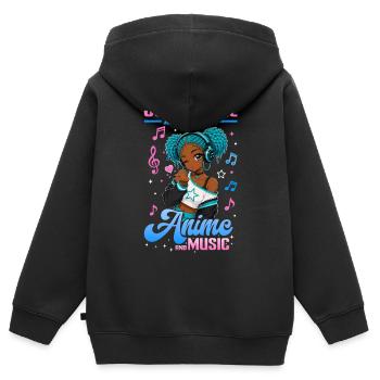 Anime and Music Chibi Black Girl - Kinder Premium Organic Zip Hoodie - Schwarz - Hinten - AI Model Kid Male (0cm)