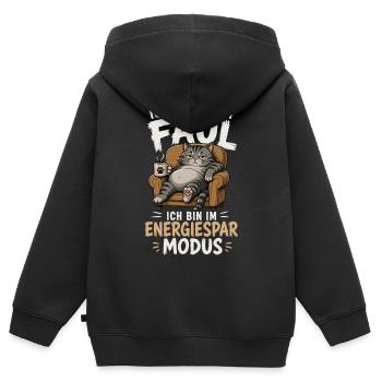 Ich Bin Nicht Faul Ich Bin Im Energiesparmodus - Kinder Premium Organic Zip Hoodie - Schwarz - Hinten - AI Model Kid Male (0cm)
