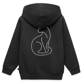 Katze Kater Silhouette aus weißen Linien - Kinder Premium Organic Zip Hoodie - Schwarz - Hinten - AI Model Kid Male (0cm)