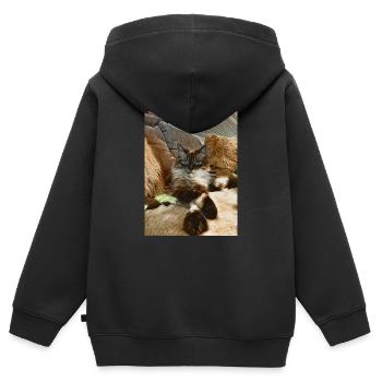 Bobby - Kinder Premium Organic Zip Hoodie - Schwarz - Hinten - AI Model Kid Male (0cm)