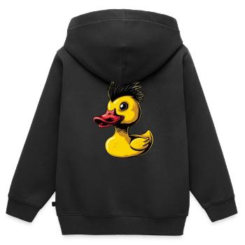 Gummientenpunk - Kinder Premium Organic Zip Hoodie - Schwarz - Hinten - AI Model Kid Male (0cm)
