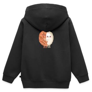 Étreinte de sushi - Sweat Premium à capuche zippé enfant bio - noir - Dos - AI Model Kid Male (0cm)
