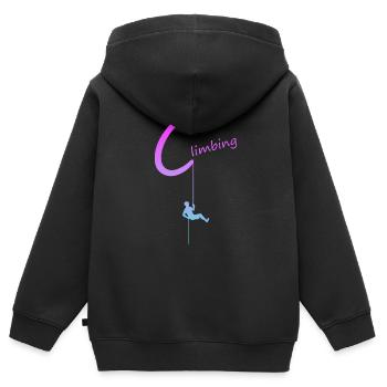 klettern climbing - Kinder Premium Organic Zip Hoodie - Schwarz - Hinten - AI Model Kid Male (0cm)