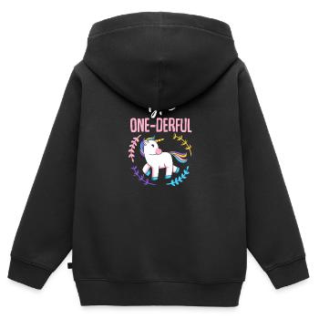Diabetes Wortspiel Typ Eins One-Derful Geschenk - Kinder Premium Organic Zip Hoodie - Schwarz - Hinten - AI Model Kid Male (0cm)