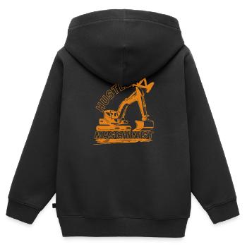 Hustle Maschinist - Kinder Premium Organic Zip Hoodie - Schwarz - Hinten - AI Model Kid Male (0cm)