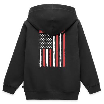 Démolition du derby - Sweat Premium à capuche zippé enfant bio - noir - Dos - AI Model Kid Male (0cm)