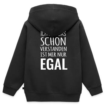 Ich hab das schon verstanden ist mir nur egal - Kinder Premium Organic Zip Hoodie - Schwarz - Hinten - AI Model Kid Male (0cm)