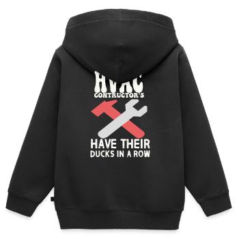 HVAC Contractors haben ihre Kanäle in einer Reihe - Kinder Premium Organic Zip Hoodie - Schwarz - Hinten - AI Model Kid Male (0cm)