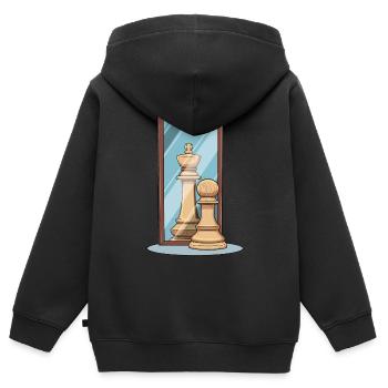 Schach Spiegel König Bauer Spiegelbild - Kinder Premium Organic Zip Hoodie - Schwarz - Hinten - AI Model Kid Male (0cm)