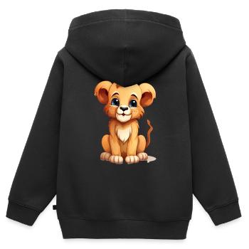 Bébé Lion mignon - Sweat Premium à capuche zippé enfant bio - noir - Dos - AI Model Kid Male (0cm)