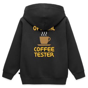 Testeur de café officiel - Sweat Premium à capuche zippé enfant bio - noir - Dos - AI Model Kid Male (0cm)