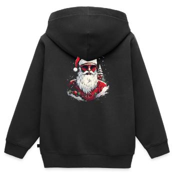 Brille Weihnachtsmann - Kinder Premium Organic Zip Hoodie - Schwarz - Hinten - AI Model Kid Male (0cm)