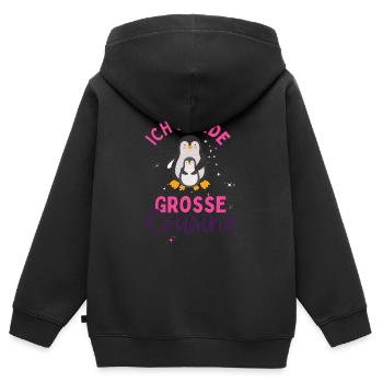 Ich werde Große Cousine 2024 Loading Pinguin Herz - Kinder Premium Organic Zip Hoodie - Schwarz - Hinten - AI Model Kid Male (0cm)
