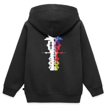 Berlin Allemagne Ville Skyline Pixel Coloré - Sweat Premium à capuche zippé enfant bio - noir - Dos - AI Model Kid Male (0cm)