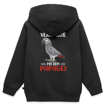 Papageien - Kinder Premium Organic Zip Hoodie - Schwarz - Hinten - AI Model Kid Male (0cm)