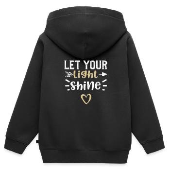 Que ta lumière brille - Jésus - Sweat Premium à capuche zippé enfant bio - noir - Dos - AI Model Kid Male (0cm)