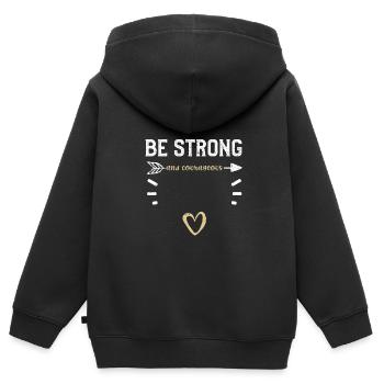 Soyez forts et courageux - Jésus - Sweat Premium à capuche zippé enfant bio - noir - Dos - AI Model Kid Male (0cm)