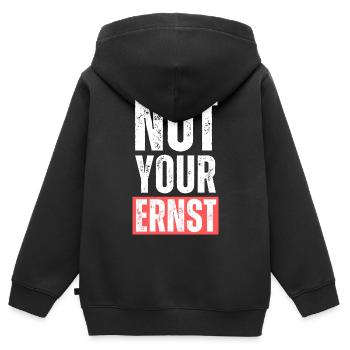 Not your ernst.Lustige Übersetzung Englisch Spruch - Kinder Premium Organic Zip Hoodie - Schwarz - Hinten - AI Model Kid Male (0cm)