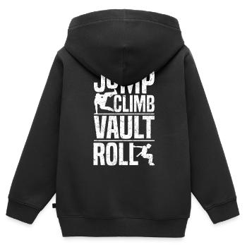 Parkour - Kinder Premium Organic Zip Hoodie - Schwarz - Hinten - AI Model Kid Male (0cm)