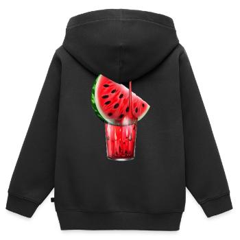 Saftige Wassermelone im Glas - Kinder Premium Organic Zip Hoodie - Schwarz - Hinten - AI Model Kid Male (0cm)