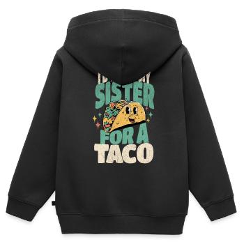 Taco - Sweat Premium à capuche zippé enfant bio - noir - Dos - AI Model Kid Male (0cm)
